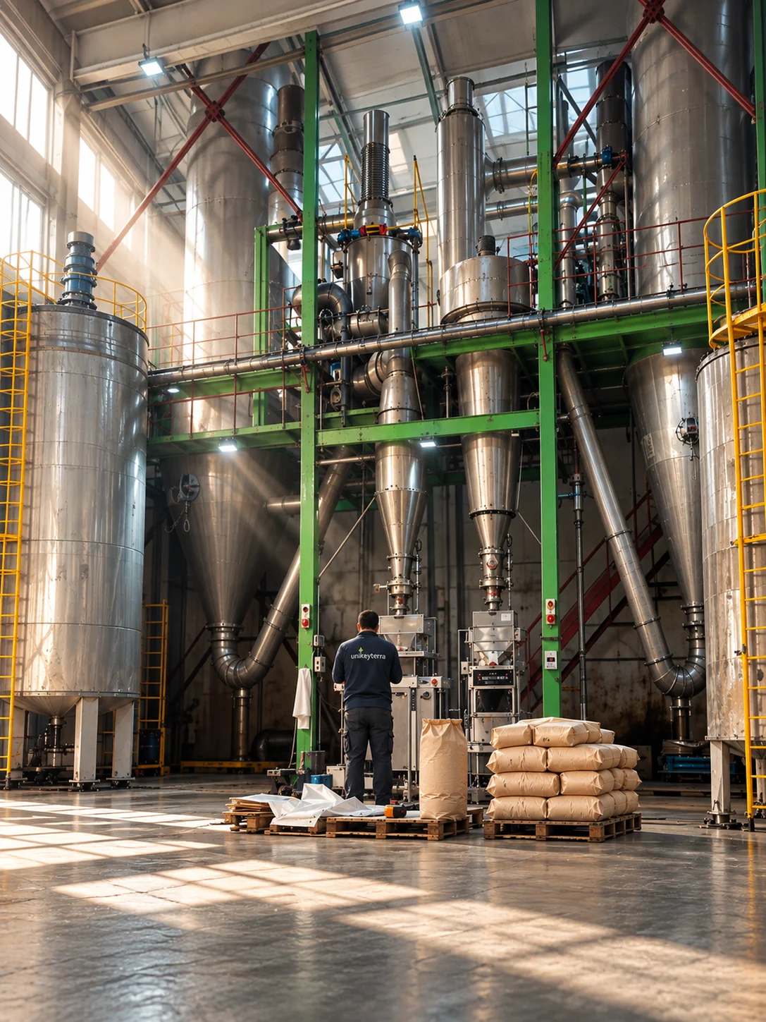 Planta de secado por atomización en la fábrica de Unikeyterra